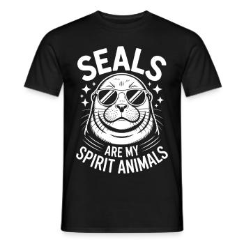 Sceau disant sceau drôle sceau cadeau - T-shirt homme - noir - Devant - AI Model Male 178 light (178cm)