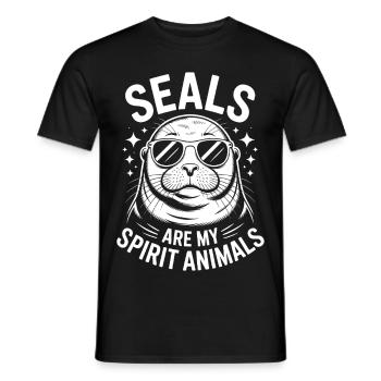 Sceau disant sceau drôle sceau cadeau - T-shirt homme - noir - Devant - AI Model Male 178 light (178cm)