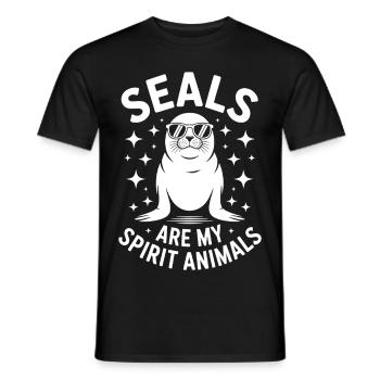 Sceau disant sceau drôle sceau cadeau - T-shirt homme - noir - Devant - AI Model Male 178 light (178cm)
