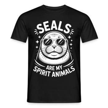 Sceau disant sceau drôle sceau cadeau - T-shirt homme - noir - Devant - AI Model Male 178 light (178cm)