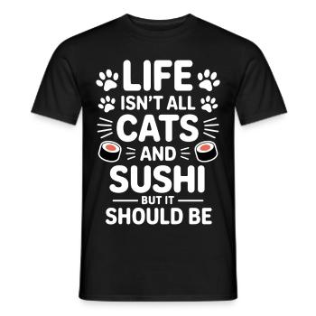 Sushi Cats Japan Funny Kawaii Sushi Gift - Men's T-Shirt - black - Front - AI Model Male 178 light (178cm)
