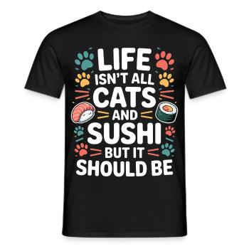 Sushi Cats Japan Funny Kawaii Sushi Gift - Men's T-Shirt - black - Front - AI Model Male 178 light (178cm)