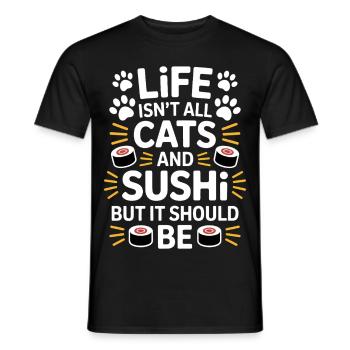 Sushi Cats Japan Funny Kawaii Sushi Gift - Men's T-Shirt - black - Front - AI Model Male 178 light (178cm)