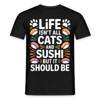 Sushi Cats Japon Drôle Kawaii Sushi Cadeau - T-shirt homme - noir - Devant - AI Model Male 178 light (178cm)