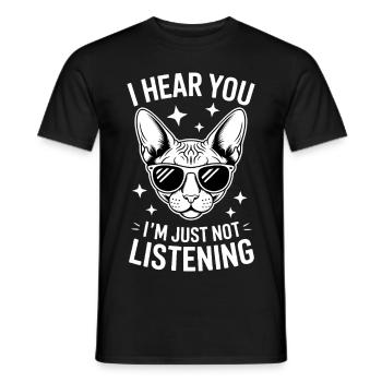 Chat Sphynx Disant Drôle Chat Sphynx Cadeau - T-shirt homme - noir - Devant - AI Model Male 178 light (178cm)