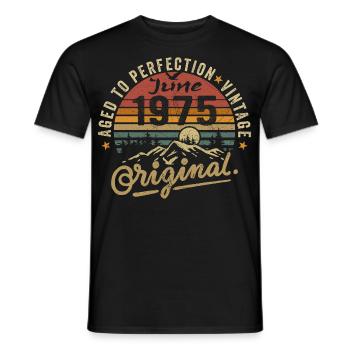 Anniversaire Juin 1975 Juin 1975 Juin 1975 - T-shirt homme - noir - Devant - AI Model Male 178 light (178cm)