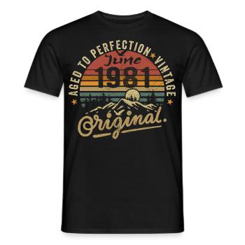 Anniversaire Juin 1981 Juin 1981 Juin 1981 - T-shirt homme - noir - Devant - AI Model Male 178 light (178cm)