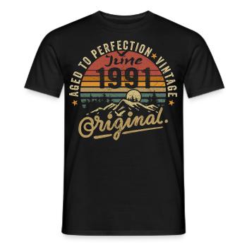Anniversaire Juin 1991 Juin 1991 Juin 1991 - T-shirt homme - noir - Devant - AI Model Male 178 light (178cm)