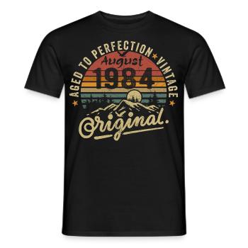 Anniversaire 1984 Millésime Août 1984 Cadeau 1984 - T-shirt homme - noir - Devant - AI Model Male 178 light (178cm)