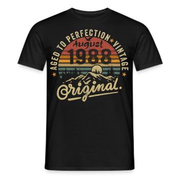 Birthday 1988 Vintage August 1988 Gift 1988 - Men's T-Shirt - black - Front - AI Model Male 178 light (178cm)