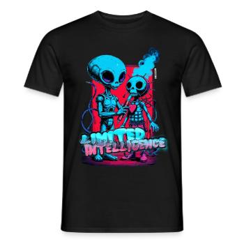 Alien Experiment T-Shirt – Funny Sci-Fi Design - Men's T-Shirt - black - Front - AI Model Male 178 light (178cm)