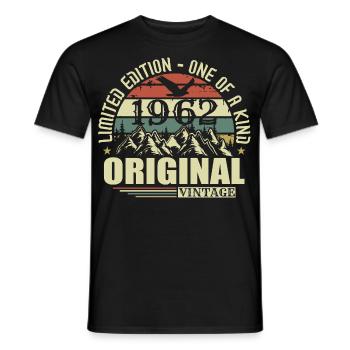 Original 1962 Vintage Rétro Vintage 1962 Né - T-shirt homme - noir - Devant - AI Model Male 178 light (178cm)