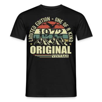 Original 1972 Vintage Rétro Vintage 1972 Né - T-shirt homme - noir - Devant - AI Model Male 178 light (178cm)