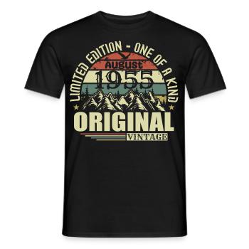 August 1955 Birthday August 1955 Vintage August - Men's T-Shirt - black - Front - AI Model Male 178 light (178cm)