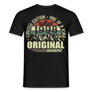 August 1998 Birthday August 1998 Vintage August - Men's T-Shirt - black - Front - AI Model Male 178 light (178cm)