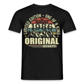 August 1986 Birthday August 1986 Vintage August - Men's T-Shirt - black - Front - AI Model Male 178 light (178cm)