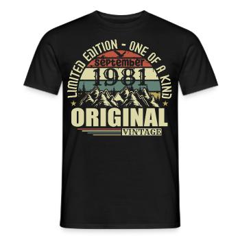 Birthday September 1981 Limited Edition Legend - Men's T-Shirt - black - Front - AI Model Male 178 light (178cm)
