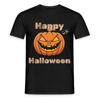 Happy Halloween - Schauriger Kürbis - Männer T-Shirt - Schwarz - Vorne - AI Model Male 178 light (178cm)