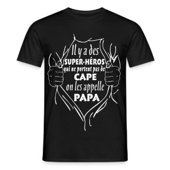 Super-Héros Cape Papa - T-shirt homme - noir - Devant - AI Model Male 178 light (178cm)