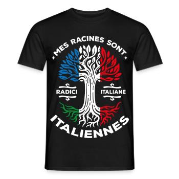 My roots are Italian Tree France Italy - Men's T-Shirt - black - Front - AI Model Male 178 light (178cm)