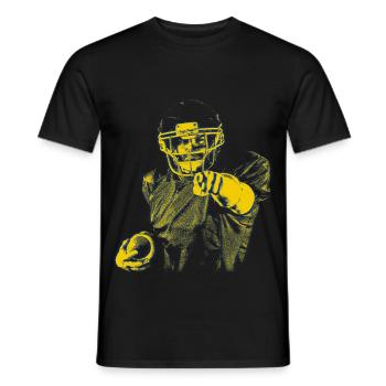 Yellow Blue Football Star Index Finger - Men's T-Shirt - black - Front - AI Model Male 178 light (178cm)