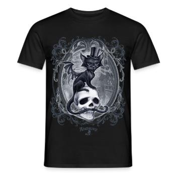 Alchemy England Meowstopheles - The Vampire Cat - T-shirt homme - noir - Devant - AI Model Male 178 light (178cm)