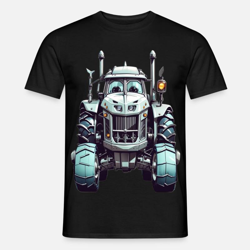 Traktor mit Augen - Männer T-Shirt - Schwarz