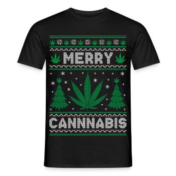 Merry Christmas, Merry Cannabis - Männer T-Shirt - Schwarz - Vorne - AI Model Male 178 light (178cm)