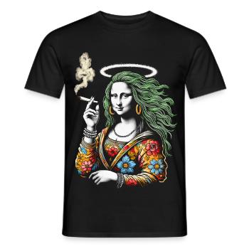 Floral Halo Mona – Retro Smoking Art Design - T-shirt homme - noir - Devant - AI Model Male 178 light (178cm)