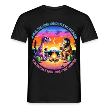 Camping de dinosaures et de lions - T-shirt homme - noir - Devant - AI Model Male 178 light (178cm)