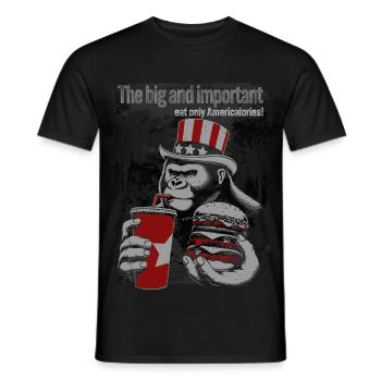 Patriotic Gorilla with Fast Food Theme - Men's T-Shirt - black - Front - AI Model Male 178 light (178cm)
