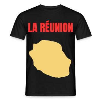 T-Shirt mit goldener Karte auf der Insel La Réunion - Männer T-Shirt - Schwarz - Vorne - AI Model Male 178 light (178cm)