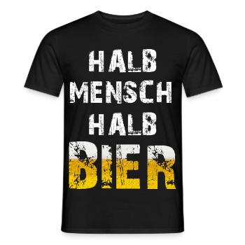 Halb Mensch Halb Bier Biertrinker Party Spruch - Männer T-Shirt - Schwarz - Vorne - AI Model Male 178 light (178cm)