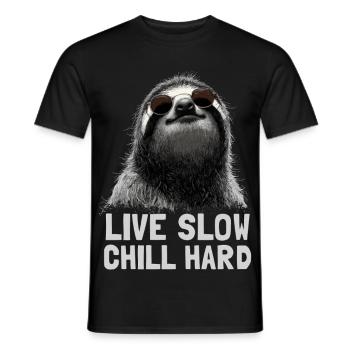 Paresseux réfrigéré avec lunettes de soleil - T-shirt homme - noir - Devant - AI Model Male 178 light (178cm)