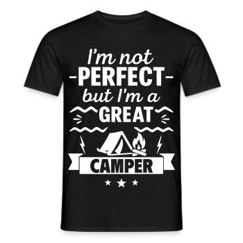 Ich bin nicht perfekt, aber ich bin ein großartiger Camper - Männer T-Shirt - Schwarz - Vorne - AI Model Male 178 light (178cm)