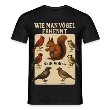 Recognizing Birds Funny Bird Watching Ornithologi - Men's T-Shirt - black - Front - AI Model Male 178 light (178cm)