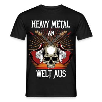 Heavy Metal on - Welt aus - Men's T-Shirt - black - Front - AI Model Male 178 light (178cm)