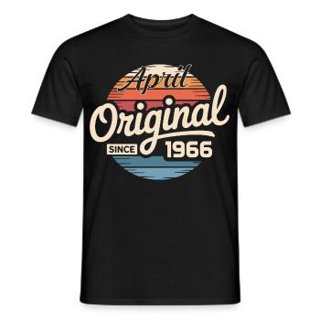 Né en avril 1966 - 60e anniversaire en avril 1966 - T-shirt homme - noir - Devant - AI Model Male 178 light (178cm)