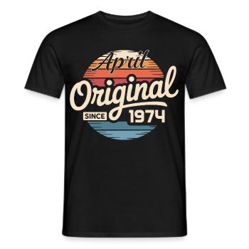 Né en avril 1974 - 52e anniversaire avril 1974 - T-shirt homme - noir - Devant - AI Model Male 178 light (178cm)