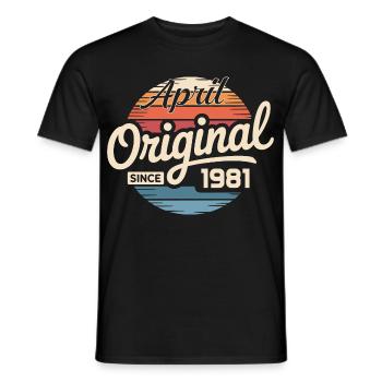 Né en avril 1981 - 45e anniversaire en avril 1981 - T-shirt homme - noir - Devant - AI Model Male 178 light (178cm)
