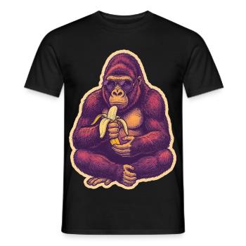 Gorille avec des lunettes de soleil mangeant une banane - T-shirt homme - noir - Devant - AI Model Male 178 light (178cm)
