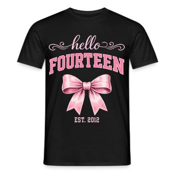 Hello Fourteen 14 Year Old Is 2012 Birthday Knot - Men's T-Shirt - black - Front - AI Model Male 178 light (178cm)
