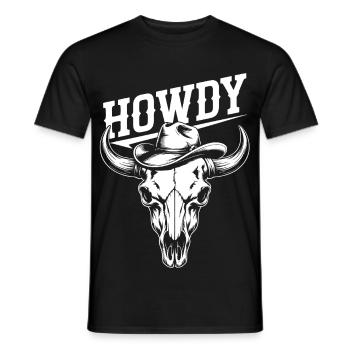 Danse en ligne Howdy Crâne de buffle de l’Ouest - T-shirt homme - noir - Devant - AI Model Male 178 light (178cm)