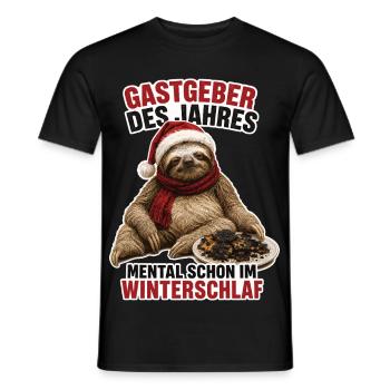 Gastgeber des Jahres, Mental schon im Winterschlaf - Männer T-Shirt - Schwarz - Vorne - AI Model Male 178 light (178cm)
