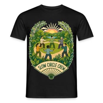 SLOW CIRCLE CREW Wolken - Männer T-Shirt - Schwarz - Vorne - AI Model Male 178 light (178cm)