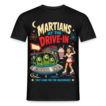 Martiens au Drive-In Diner - T-shirt homme - noir - Devant - AI Model Male 178 light (178cm)