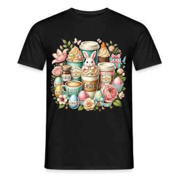 Amateurs de café de Pâques Café de lapin de Pâques - T-shirt homme - noir - Devant - AI Model Male 178 light (178cm)