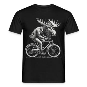 Funny bicycle motif with moose for hobby cyclists - Men's T-Shirt - black - Front - AI Model Male 178 light (178cm)
