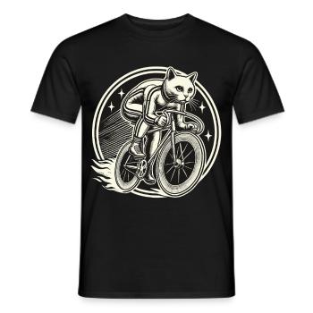 Retro Fahrrad Katze für Tierfreunde auf Tour - Männer T-Shirt - Schwarz - Vorne - AI Model Male 178 light (178cm)