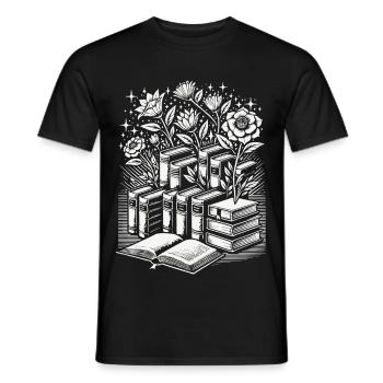 Retro Book Lover Floral Book Design in - Men's T-Shirt - black - Front - AI Model Male 178 light (178cm)